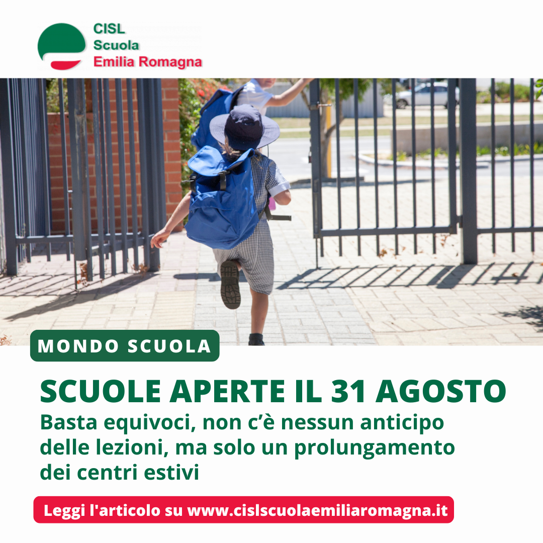 Scuole aperte il 31 agosto - Basta equivoci